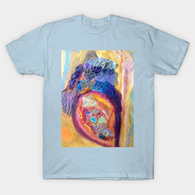 Harmonic Variations detail in blue, pink, and gold T-Shirt by ccwalsh